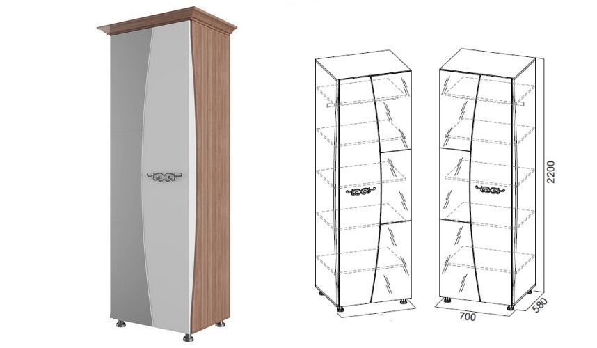 Шкаф двухстворчатый Спальня Лагуна 7 (SV мебель)