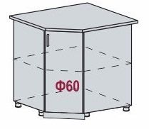 Шкаф нижний угловой ШНУ 890 Кухня Нувель (НУ 890, Ф-60) Венге / Белый софт