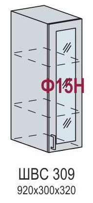 Шкаф верхний со стеклом ШВС 309* Кухня Валерия металлик (В 309, Ф-15Н)