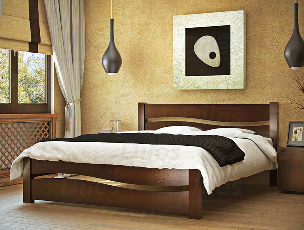 кровать двуспальная из натурального дерева