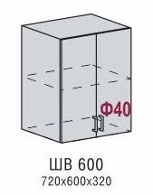 Шкаф верхний ШВ 600 Кухня Терра (В 600, Ф-40) Венге / Ваниль софт