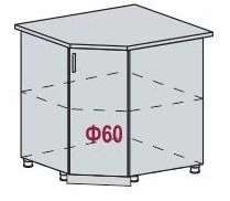 Шкаф нижний угловой с декором ШНУД 890 Кухня Терра (НУ 890, Ф-60DL/R)